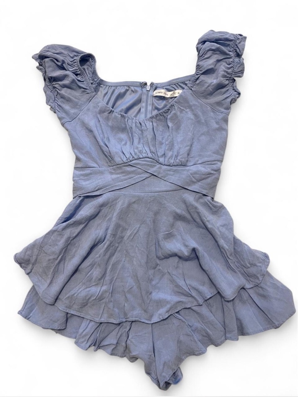 Altar’d State Haisley Double Layered Romper in Light Blue - Picture 5 of 9